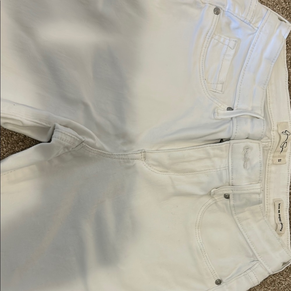 Jessica Simpson White Skinny Jeans with Textured Denim
